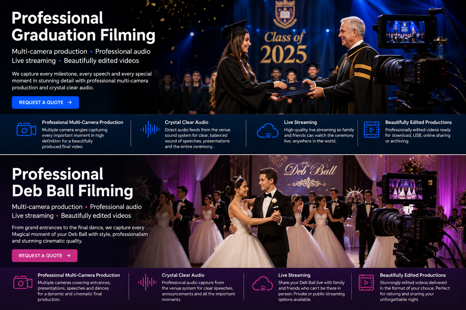 Professional Deb Ball filming and multi-camera production